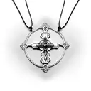 mexican style rosary beads necklace with names of family in cursive tattoo design idea