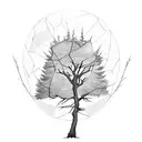 A tree branch surrounded by shattered glass  tattoo design idea