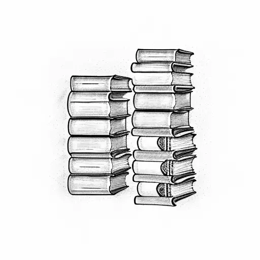 An intricate bookshelf filled with books, with the words 'my love mine all mine' subtly incorporated into the design tattoo design idea