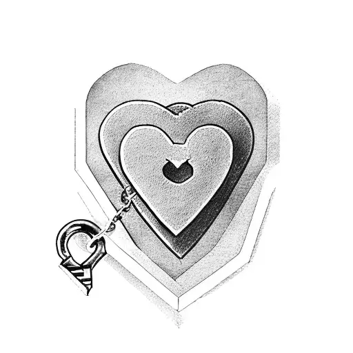 A minimalist design of a heart-shaped lock with a key, symbolizing the client's love for books and their possessiveness over their personal library tattoo design idea