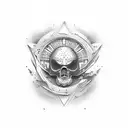 Cuervo con sol rojo detras tattoo design idea