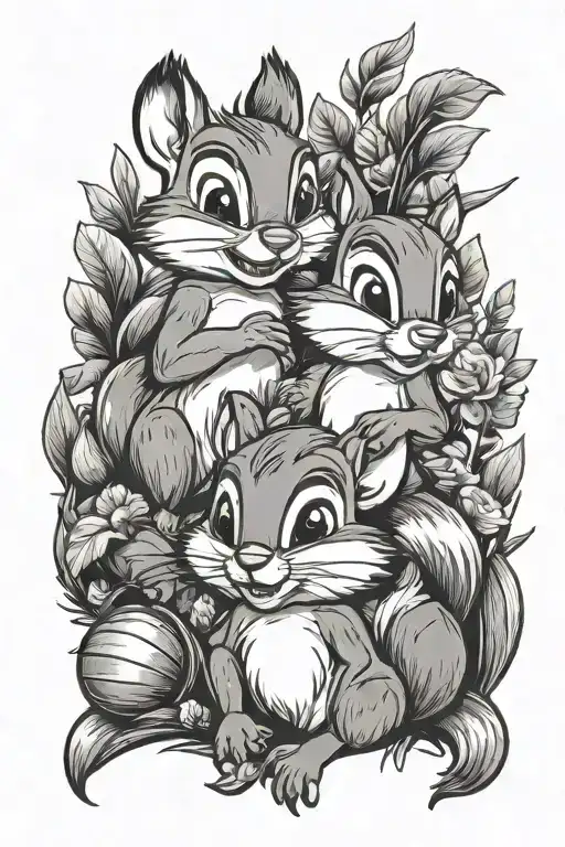 chip and Dale chipmunks  on a farm in Saskatchewan  tattoo design idea