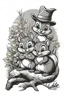 chip and Dale chipmunks  on a farm in Saskatchewan  tattoo design idea