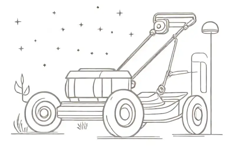 lawnmower at night tattoo design idea