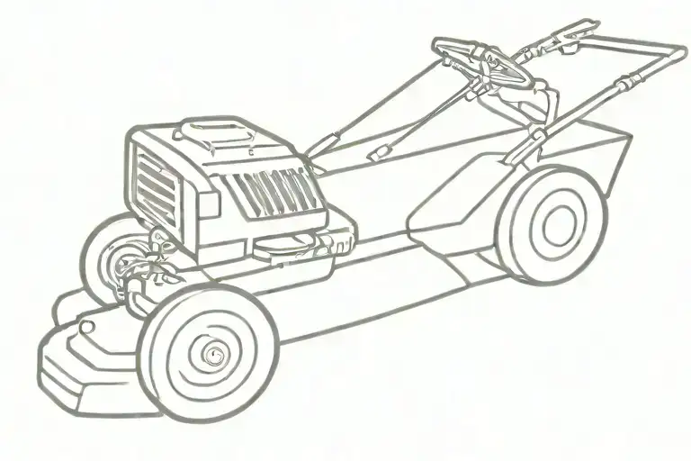 lawnmower at night tattoo design idea