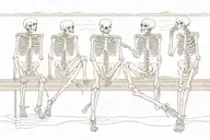 skeletons sitting on the dock of the bay  tattoo design idea