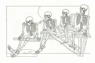skeletons sitting on the dock of the bay  tattoo design idea