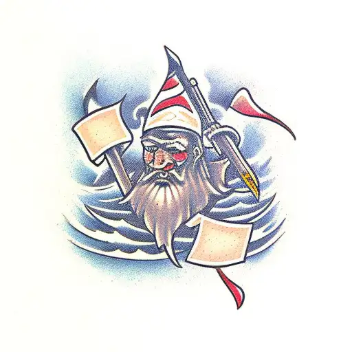 creek gods fighting tattoo design idea