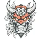 oni mask split demon tattoo design idea
