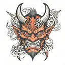 oni mask split demon tattoo design idea