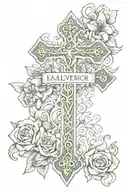 Names Kailynn and Maverick in a cross tattoo tattoo design idea