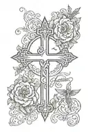 Names Kailynn and Maverick in a cross tattoo tattoo design idea