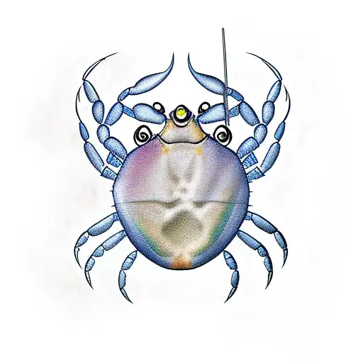 crab with a fish tattoo design idea
