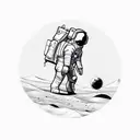 astronaut standing on the moon looking at the earthquake n the backround tattoo design idea