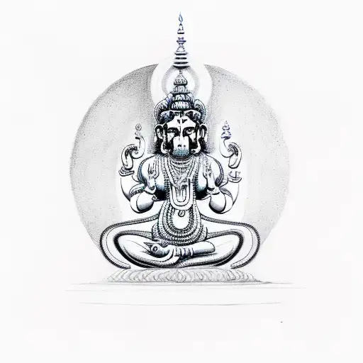 Hanuman meditating tattoo design idea