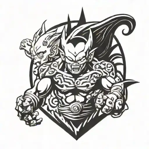 kid buu and majin M tattoo design idea