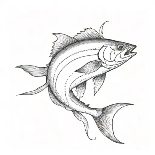 bluefish catched by lure at beach for neck tattoo design idea