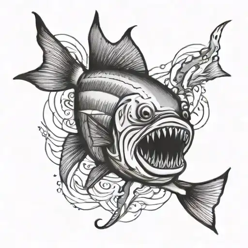 bluefish on lure at beach tattoo design idea
