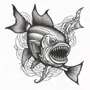 bluefish on lure at beach tattoo design idea