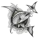 bluefish on lure at beach tattoo design idea