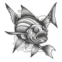 bluefish on lure at beach tattoo design idea