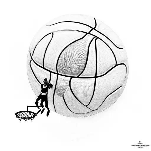 Pernalonga playing basketball with a group of famous cartoon characters tattoo design idea