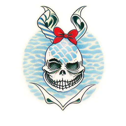 Alice in wonderland and nightmare before christmas sleeve tattoo design idea