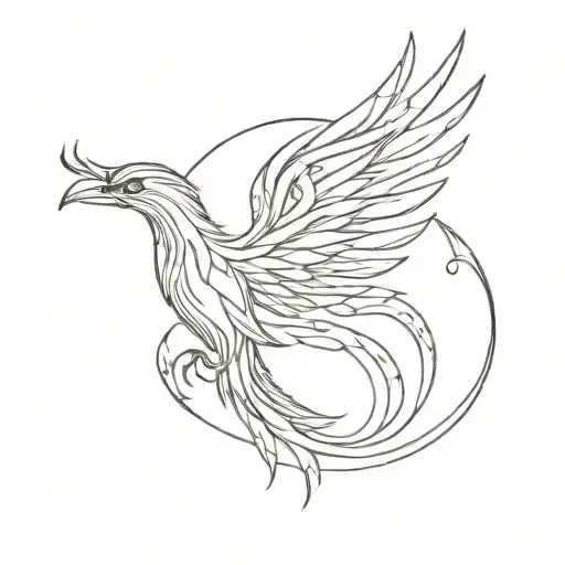 phoenix with outstretched wings tattoo design idea