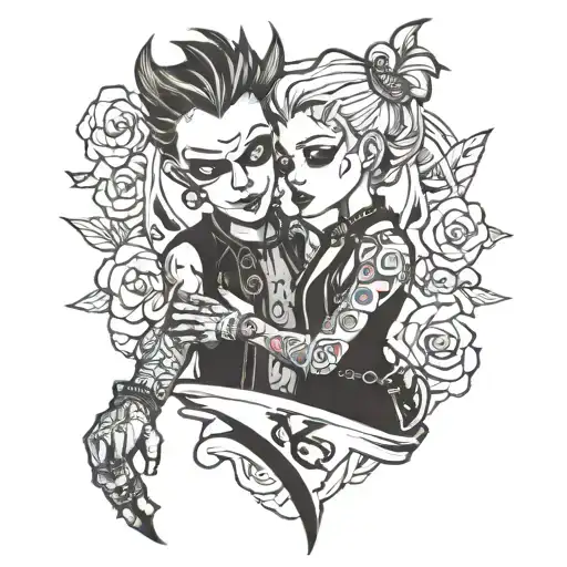 Two Punkers In Love tattoo design idea