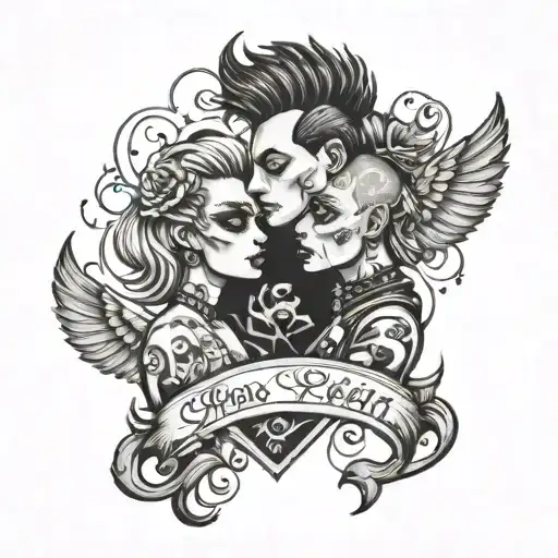 Two Punkers In Love You tattoo design idea