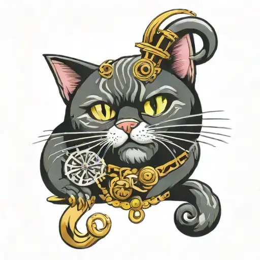 Heavy Metal Cat tattoo design idea