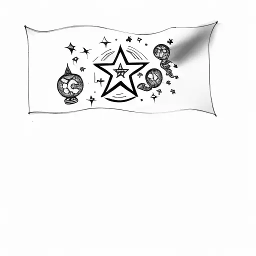 a star with clouds on it  tattoo design idea