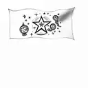 a star with clouds on it  tattoo design idea