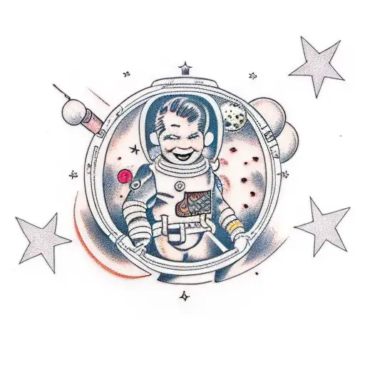 3 kids in space tattoo design idea