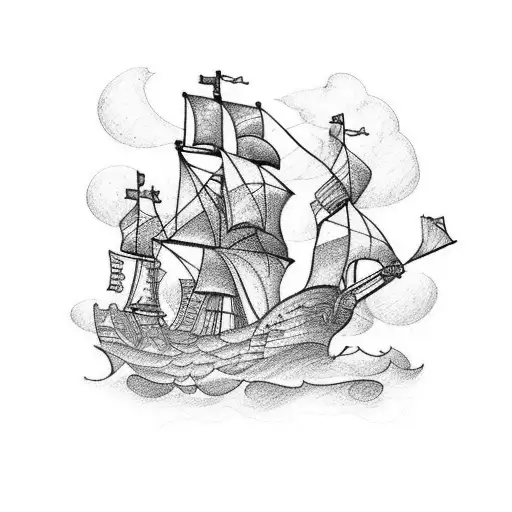 pirate ship tattoo design idea