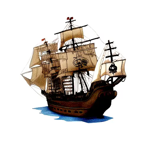pirate ship tattoo design idea