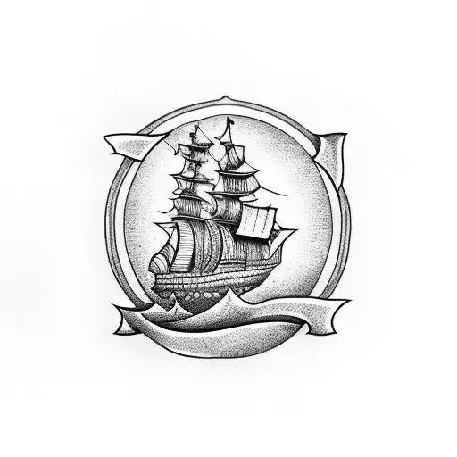 pirate ship tattoo design idea