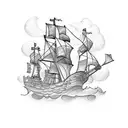 pirate ship tattoo design idea
