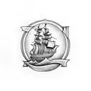 pirate ship tattoo design idea