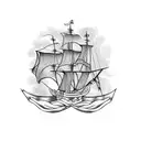 pirate ship tattoo design idea