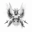 Armageddon, angels and demons fighting, epic battle, sky on fire  tattoo design idea