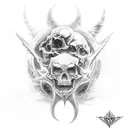 Armageddon, angels and demons fighting, epic battle, sky on fire  tattoo design idea