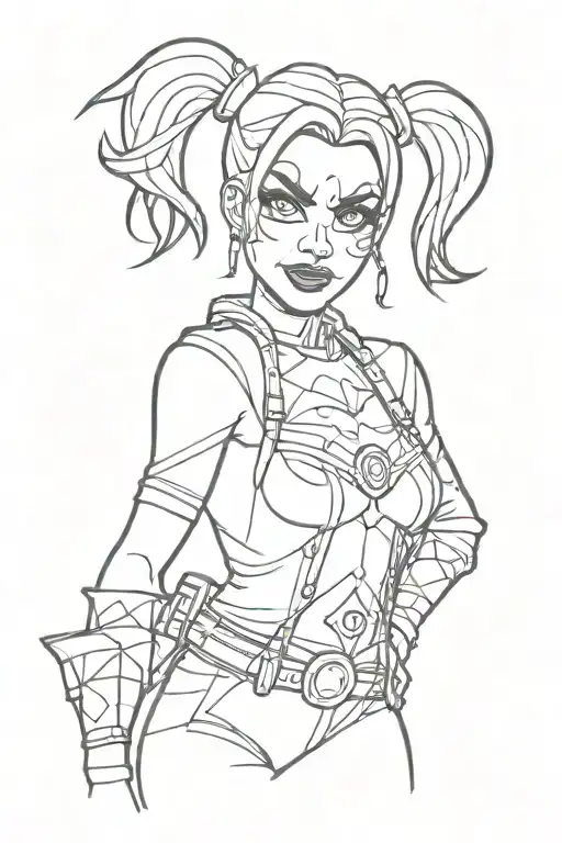 simple Harley quinn from batman animated series tattoo design idea