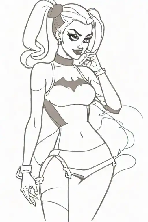 simple full body Harley quinn from batman animated series tattoo design idea