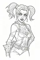simple Harley quinn from batman animated series tattoo design idea