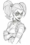 simple Harley quinn from batman animated series tattoo design idea