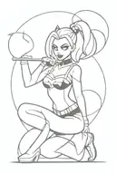 simple full body Harley quinn from batman animated series tattoo design idea