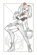 simple full body Harley quinn from batman animated series tattoo design idea