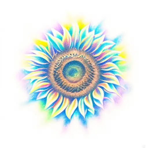 sunflower, rainbow, Christmas lights, breathe tattoo design idea