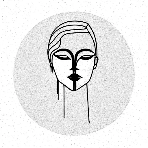 woman portrait geometric abstract elements tattoo design idea